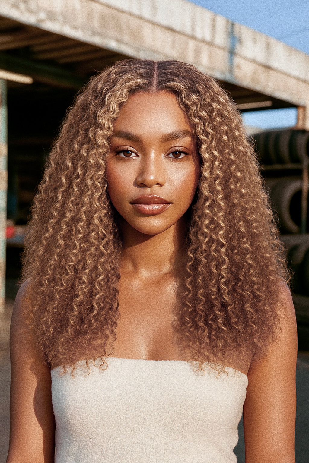 Bombshell Golden Hour Lace Curly Wig